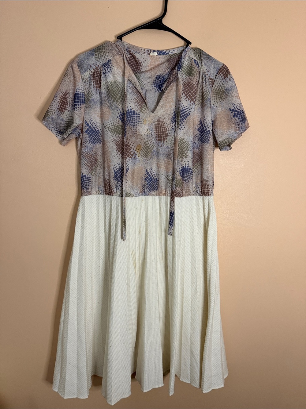 Multi-Color Printed Top with Cream Skirt Women's Dress